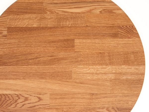 Round Tabletop Worktop Oak Select Natur, finger jointed lamellas, 26 mm, natural oiled